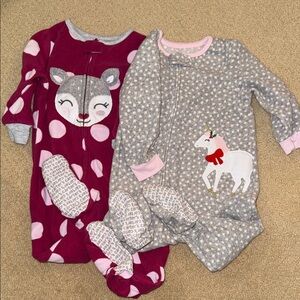 Carter's Gray Footed Sleeper with Pink Trim